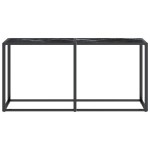 vidaXL Masă consolă, negru marmură, 160x35x75,5 cm, sticlă securizată