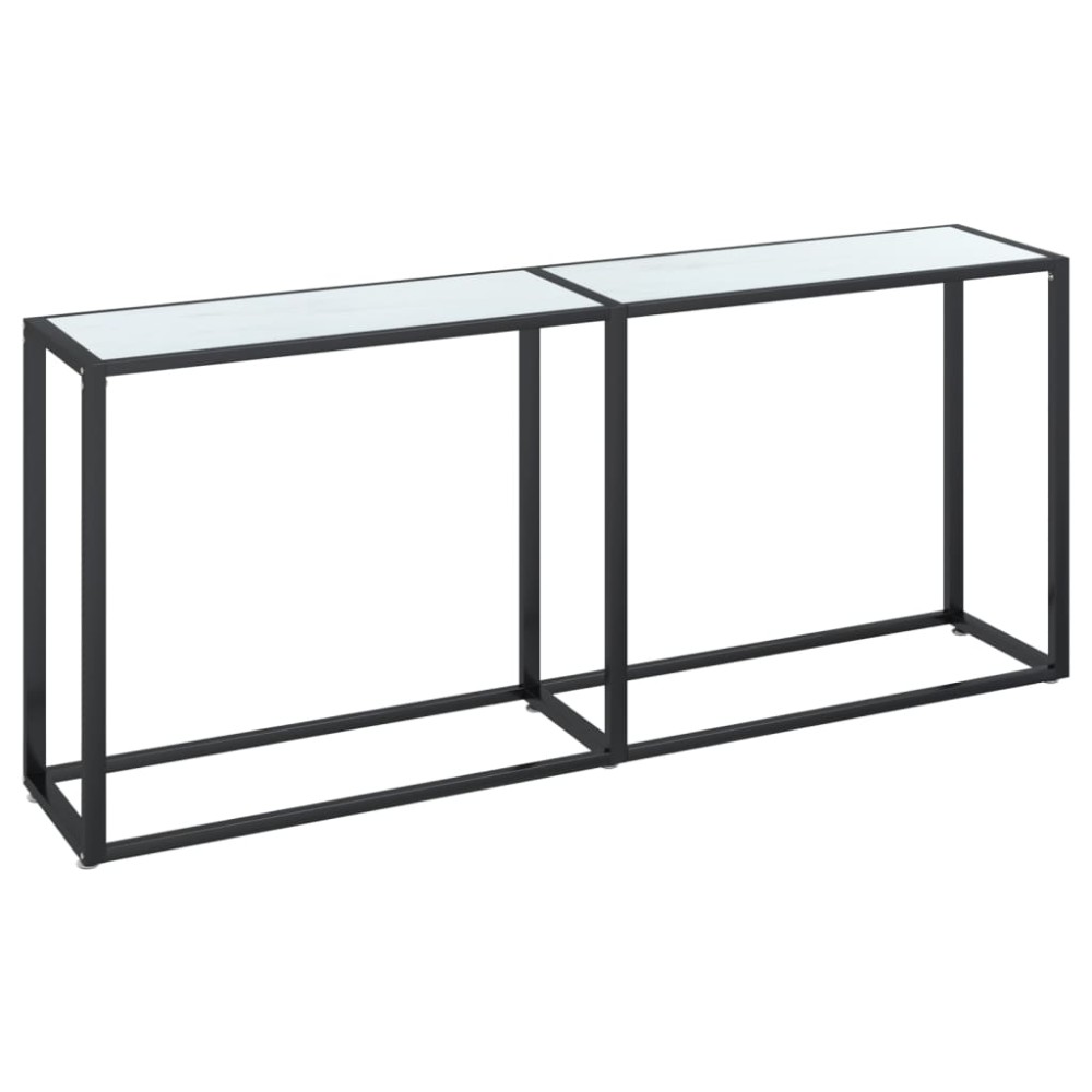 vidaXL Masă consolă, alb marmură, 180x35x75,5 cm, sticlă securizată
