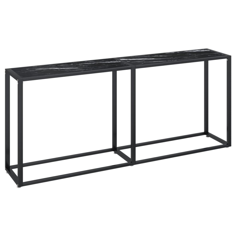 vidaXL Masă consolă, negru marmură, 180x35x75,5 cm, sticlă securizată