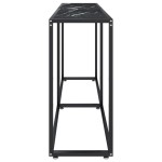 vidaXL Masă consolă, negru marmură, 180x35x75,5 cm, sticlă securizată