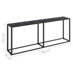 vidaXL Masă consolă, negru, 200x35x75,5 cm, sticlă securizată