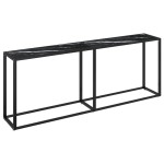 vidaXL Masă consolă, negru marmură, 200x35x75,5 cm, sticlă securizată