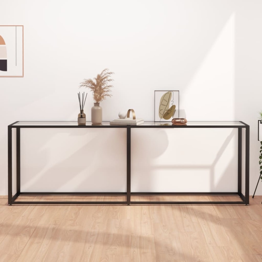 vidaXL Masă consolă, transparent, 220x35x75,5 cm, sticlă securizată