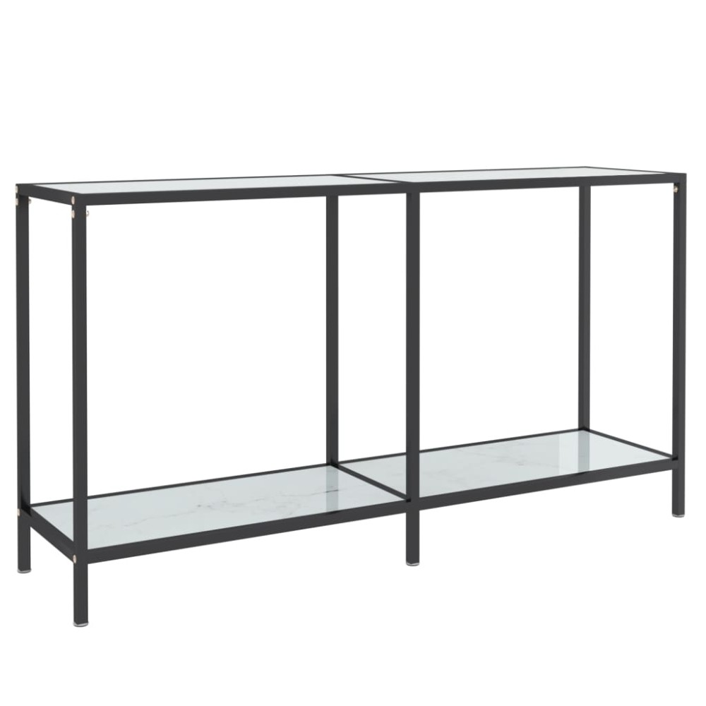 vidaXL Masă consolă, alb, 140x35x75,5 cm, sticlă securizată