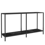 vidaXL Masă consolă, negru, 140x35x75,5 cm, sticlă securizată