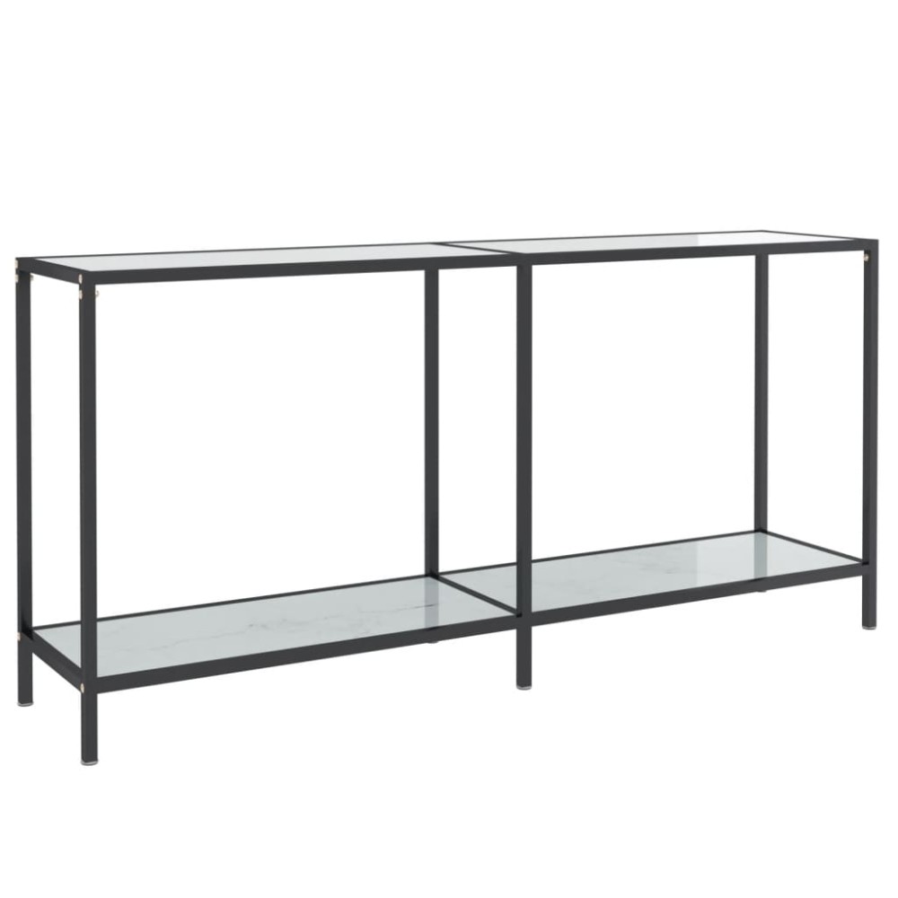 vidaXL Masă consolă,alb, 160x35x75,5 cm, sticlă securizată