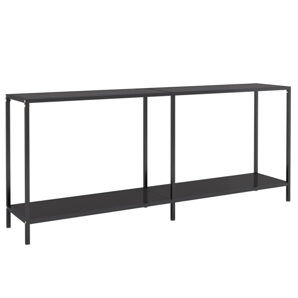 vidaXL Masă consolă,negru, 180x35x75,5 cm, sticlă securizată