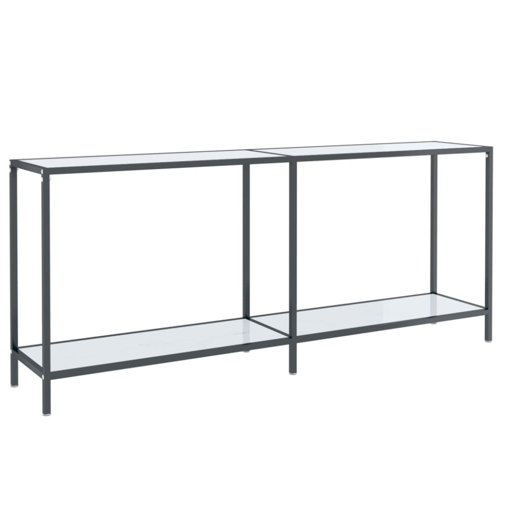 vidaXL Masă consolă,alb, 180x35x75,5 cm, sticlă securizată