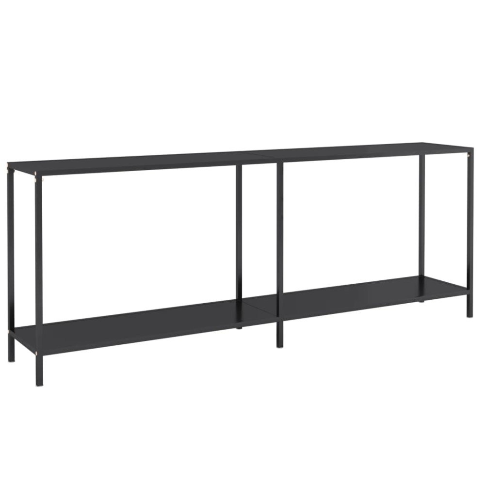 vidaXL Masă consolă, negru, 200x35x75,5 cm, sticlă securizată