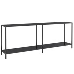 vidaXL Masă consolă, negru, 200x35x75,5 cm, sticlă securizată