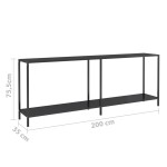 vidaXL Masă consolă, negru, 200x35x75,5 cm, sticlă securizată