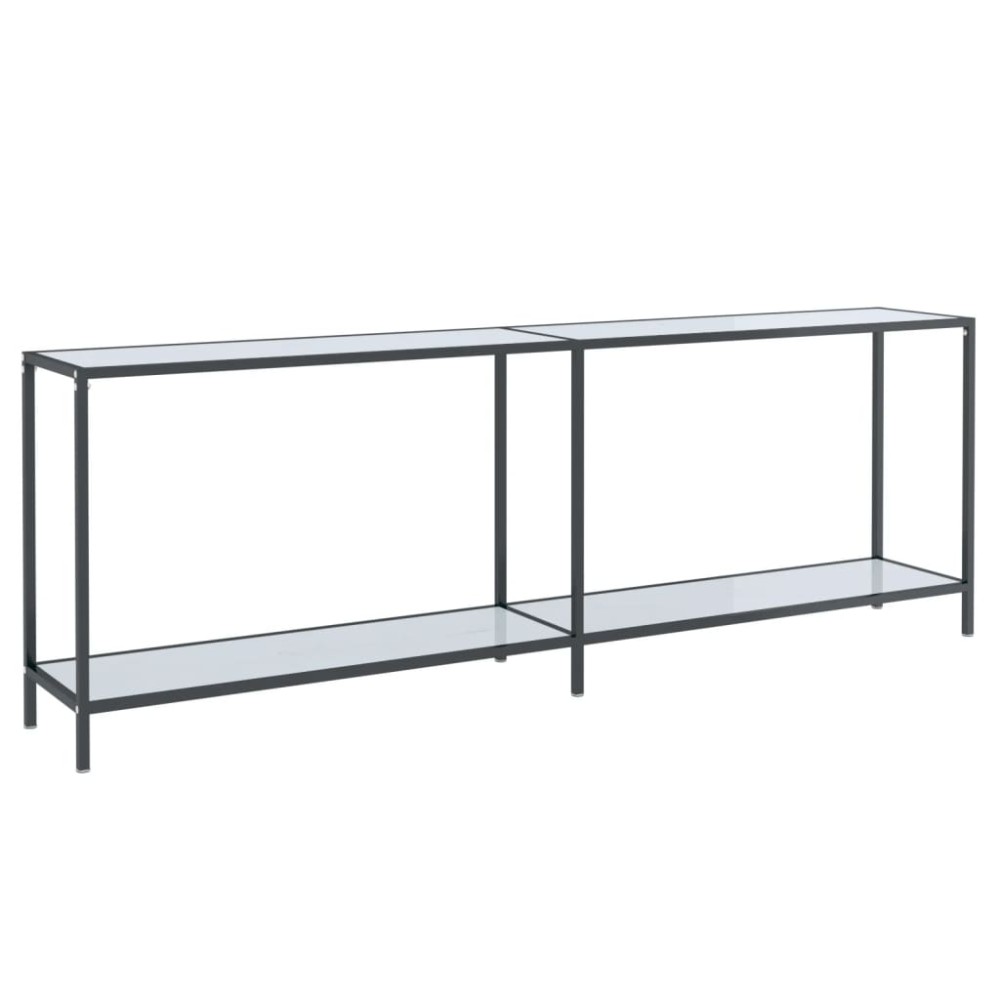 vidaXL Masă consolă,alb, 220x35x75,5 cm, sticlă securizată