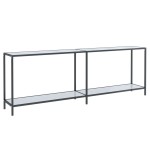 vidaXL Masă consolă,alb, 220x35x75,5 cm, sticlă securizată vidaXL Masă consolă,alb, 220x35x75,5 cm, sticlă securizată