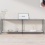 vidaXL Masă consolă,alb, 220x35x75,5 cm, sticlă securizată vidaXL Masă consolă,alb, 220x35x75,5 cm, sticlă securizată