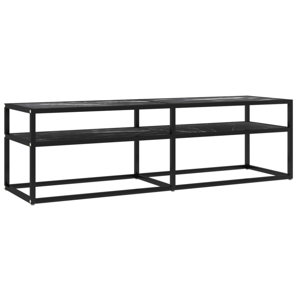 vidaXL Comodă TV, marmură neagră, 140x40x40,5 cm, sticlă securizată