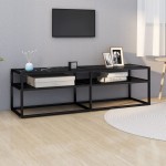 vidaXL Comodă TV, marmură neagră, 140x40x40,5 cm, sticlă securizată vidaXL Comodă TV, marmură neagră, 140x40x40,5 cm, sticlă securizată