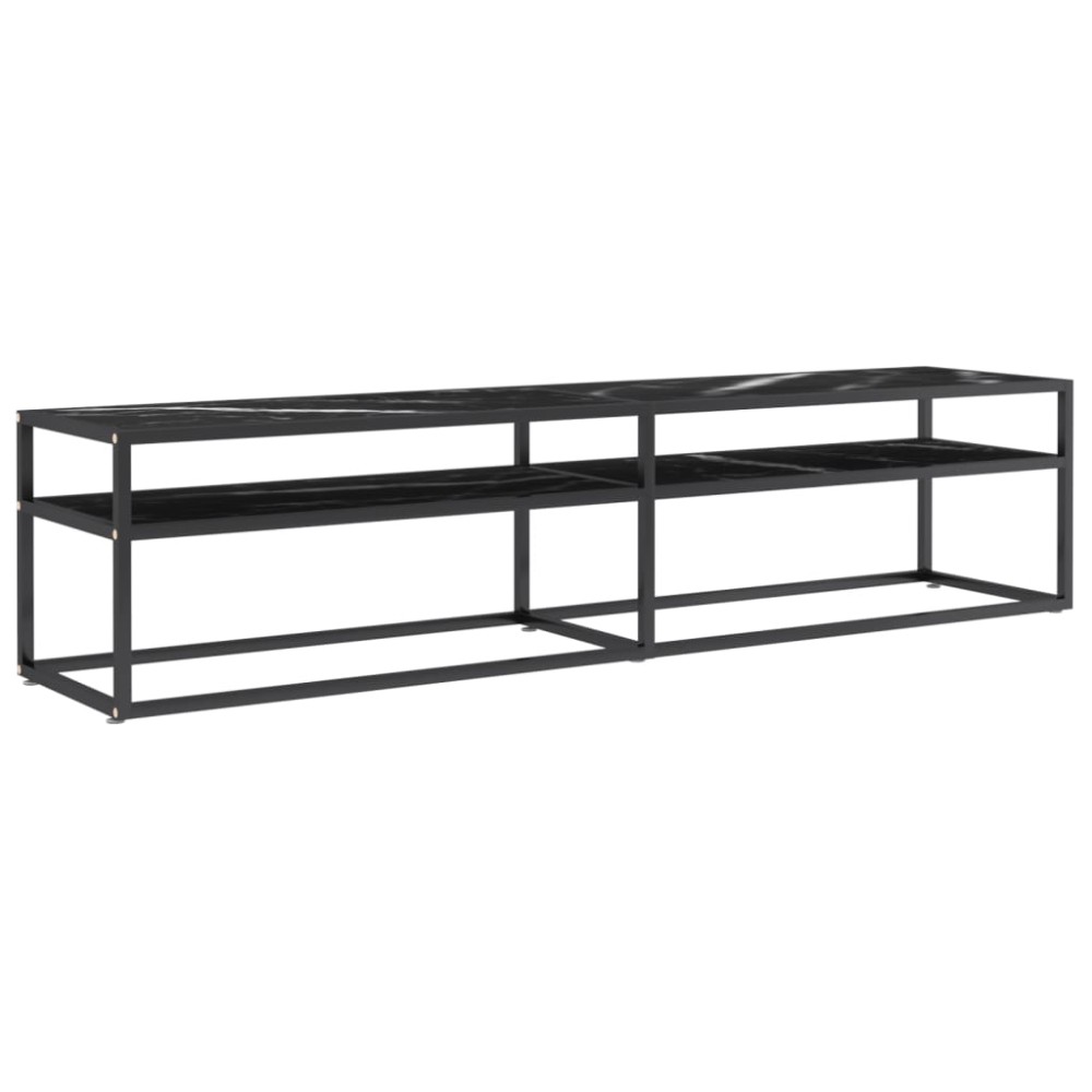 vidaXL Comodă TV, marmură neagră, 180x40x40,5 cm, sticlă securizată