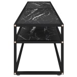 vidaXL Comodă TV, marmură neagră, 200x40x40,5 cm, sticlă securizată vidaXL Comodă TV, marmură neagră, 200x40x40,5 cm, sticlă securizată