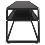 vidaXL Comodă TV, negru, 220x40x40,5 cm, sticlă securizată