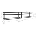 vidaXL Comodă TV, negru, 220x40x40,5 cm, sticlă securizată