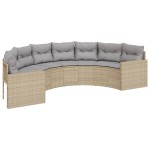vidaXL Canapea de grădină cu perne, semi-rotundă, bej, poliratan vidaXL Canapea de grădină cu perne, semi-rotundă, bej, poliratan