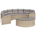 vidaXL Canapea de grădină cu perne, semi-rotundă, bej, poliratan vidaXL Canapea de grădină cu perne, semi-rotundă, bej, poliratan