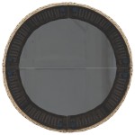 vidaXL Canapea de grădină cu masă/perne, semi-rotundă, bej, poliratan