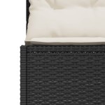 vidaXL Canapea de grădină cu perne semi-rotunde, negru, poliratan