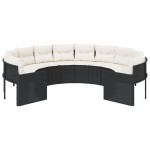 vidaXL Canapea de grădină cu perne, rotundă, negru, poliratan vidaXL Canapea de grădină cu perne, rotundă, negru, poliratan