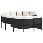 vidaXL Canapea de grădină cu perne, rotundă, negru, poliratan vidaXL Canapea de grădină cu perne, rotundă, negru, poliratan