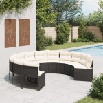 vidaXL Canapea de grădină cu perne, rotundă, negru, poliratan vidaXL Canapea de grădină cu perne, rotundă, negru, poliratan