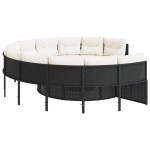 vidaXL Canapea de grădină cu perne, rotundă, negru, poliratan vidaXL Canapea de grădină cu perne, rotundă, negru, poliratan