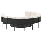vidaXL Canapea de grădină cu perne, rotundă, negru, poliratan vidaXL Canapea de grădină cu perne, rotundă, negru, poliratan