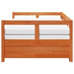 vidaXL Pat zi cu extensie și saltele, maro, 80x200 cm, lemn masiv pin vidaXL Pat zi cu extensie și saltele, maro, 80x200 cm, lemn masiv pin