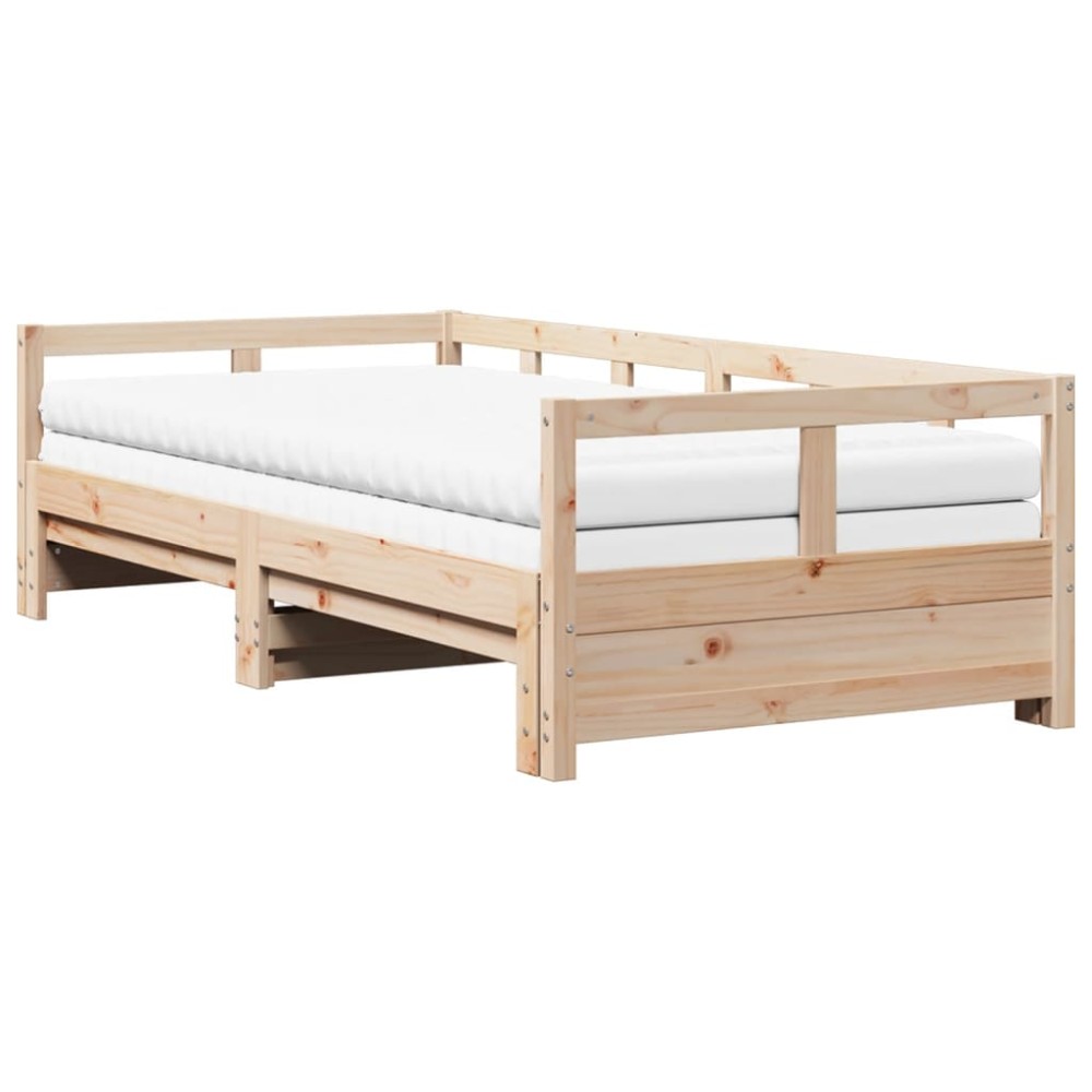 vidaXL Pat zi cu extensie și saltele, 90x200 cm, lemn masiv pin