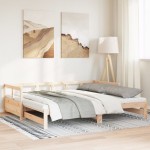 vidaXL Pat zi cu extensie și saltele, 90x200 cm, lemn masiv pin vidaXL Pat zi cu extensie și saltele, 90x200 cm, lemn masiv pin
