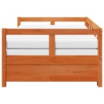 vidaXL Pat zi cu extensie și saltele, maro, 90x200 cm, lemn masiv pin vidaXL Pat zi cu extensie și saltele, maro, 90x200 cm, lemn masiv pin