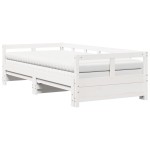 vidaXL Pat zi cu extensie și saltele alb 90x190 cm lemn masiv pin vidaXL Pat zi cu extensie și saltele alb 90x190 cm lemn masiv pin