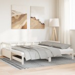 vidaXL Pat zi cu extensie și saltele alb 90x190 cm lemn masiv pin vidaXL Pat zi cu extensie și saltele alb 90x190 cm lemn masiv pin