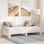 vidaXL Pat zi cu extensie și saltele alb 90x190 cm lemn masiv pin vidaXL Pat zi cu extensie și saltele alb 90x190 cm lemn masiv pin