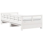 vidaXL Pat zi cu extensie și saltele alb 90x190 cm lemn masiv pin vidaXL Pat zi cu extensie și saltele alb 90x190 cm lemn masiv pin