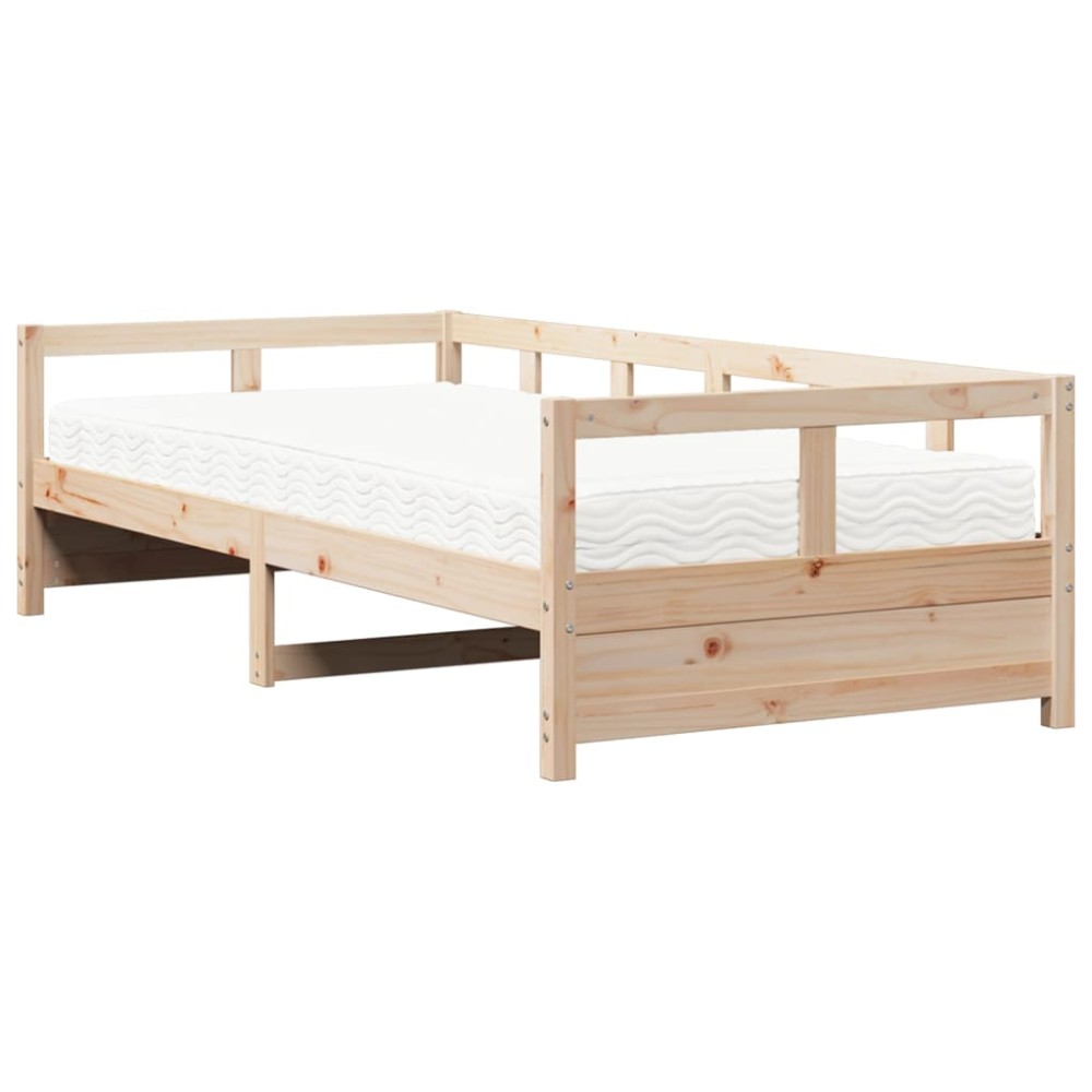 vidaXL Pat de zi cu saltea, 80x200 cm, lemn masiv pin
