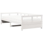 vidaXL Pat de zi cu saltea, alb, 80x200 cm, lemn masiv pin vidaXL Pat de zi cu saltea, alb, 80x200 cm, lemn masiv pin