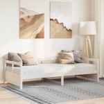 vidaXL Pat de zi cu saltea, alb, 80x200 cm, lemn masiv pin vidaXL Pat de zi cu saltea, alb, 80x200 cm, lemn masiv pin