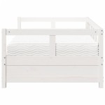 vidaXL Pat de zi cu saltea, alb, 80x200 cm, lemn masiv pin vidaXL Pat de zi cu saltea, alb, 80x200 cm, lemn masiv pin