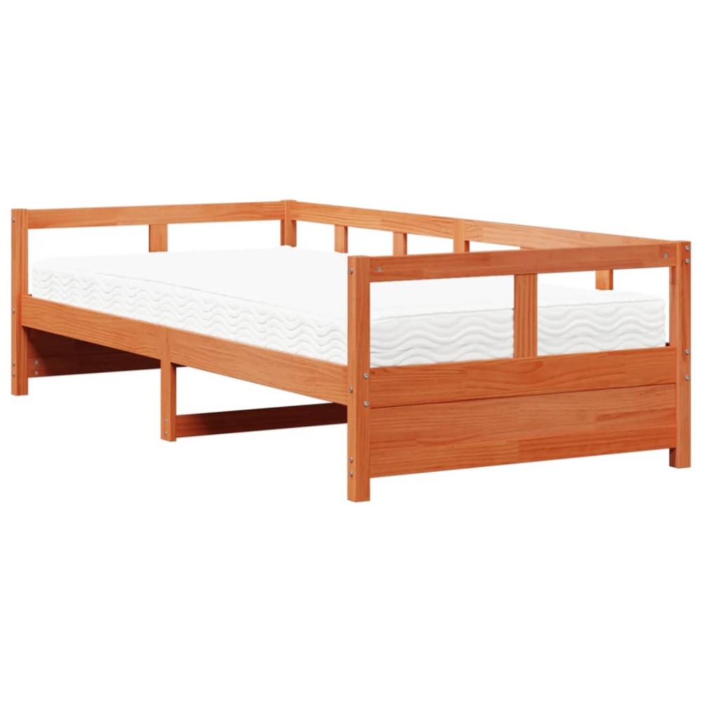 vidaXL Pat de zi cu saltea, maro ceruit, 80x200 cm, lemn masiv pin