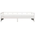 vidaXL Pat de zi cu saltea, alb, 90x200 cm, lemn masiv pin