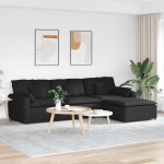 vidaXL Canapea modulară cu taburet și perne, negru vidaXL Canapea modulară cu taburet și perne, negru
