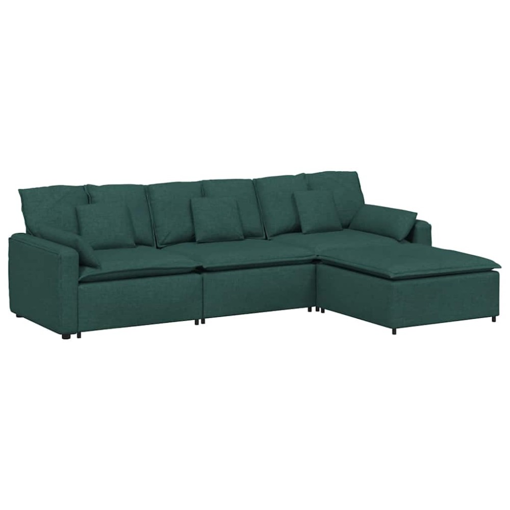 vidaXL Canapea modulară cu taburet și perne, verde închis