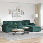 vidaXL Canapea modulară cu taburet și perne, verde închis vidaXL Canapea modulară cu taburet și perne, verde închis